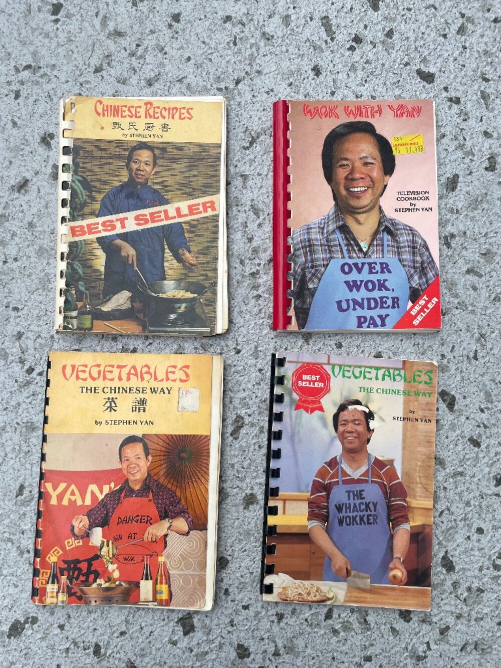 Vtg Stephen Yan Chinese Cookbook Lot Wok With Yan Recipe Vegetables Spiral Bound